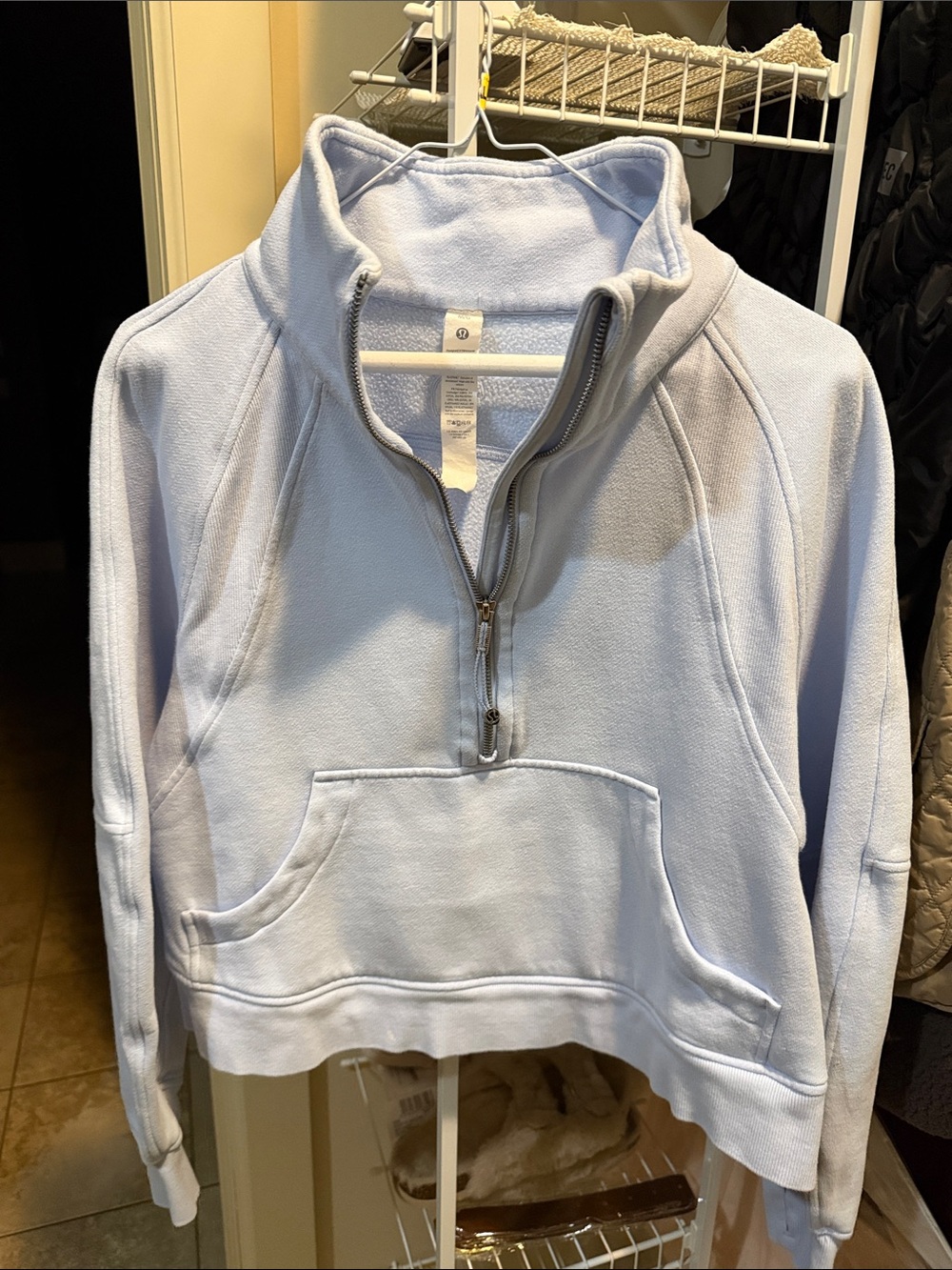 Lululemon Women's Light Blue Quarter-Zip Fleece Pullover